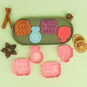 Moule à biscuits en plastique série mariage, forme de bague <span class=keywords><strong>diamant</strong></span>, dessin animé 3D, écologique, <span class=keywords><strong>emporte</strong></span>-pièce à biscuits imprimé mariage - Product Image 2