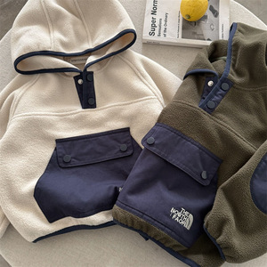 Felpa con Cappuccio per Bambini 2026 Invernale Nuova Collezione Coreana per Ragazzi e Ragazze, Elegante Pullover in <span class=keywords><strong>Cotone</strong></span> Morbido Tinto in Capo con Blocchi di Colore per Neonati - Product Image 2