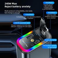 Chargeur de téléphone portable télescopique cinq en un pour voiture, type C, PD120W, charge rapide, compatible avec iPhone/Android