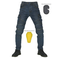 Pantalon de cyclisme et de motocyclisme authentique pour homme - Anti-chute, utilisation quatre saisons, denim, taille élastique, vert - Design de course militaire