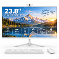 PC Tout-en-un IA 23,8 pouces blanc Intel Core i3-100U, 16 Go de RAM, 1 To SSD, caméra magnétique détachable 5MP, SKD CKD, OEM ODM d'usine