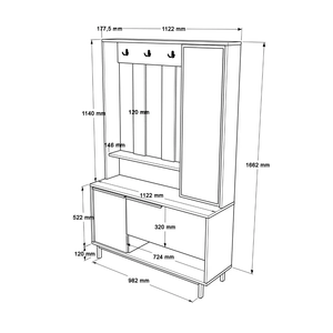 <span class=keywords><strong>Perchero</strong></span> de madera de ratán metálico de estilo moderno con tablero de partículas de <span class=keywords><strong>espejo</strong></span>, armario de pasillo para zapatos y bolsos para dormitorio y comedor - Product Image 5