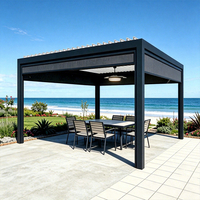 Pergola bioclimatique motorisée anti-corrosion en aluminium avec toit à lames orientables pour hôtel de plage, complexe hôtelier, espace repas extérieur
