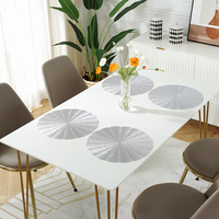 Sous-plats ronds en vinyle PVC écologiques pour table à manger, sous-plats décoratifs de luxe pour mariage, sous-plats dorés