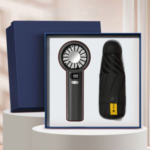 Ensemble cadeau électronique 2-en-1 : parapluie ventilateur et capsule, personnalisable avec logo et couleur, idéal pour entreprises, impression UV - Product Image 2