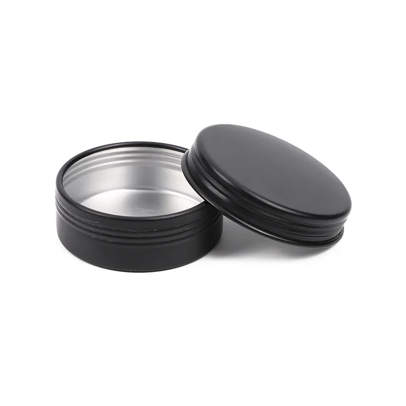 25ml Round Cosmetic Cream Candy Spice Pill Mint Small Matte Black Round Aluminum Tin Cans With Screw Lid