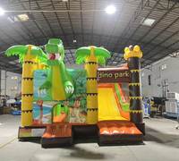 Château gonflable Dino Park, combo château gonflable et toboggan 5x5m, dinosaure gonflable