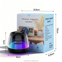 Haut-parleur Bluetooth portable M2 avec lumière d'ambiance RVB, mini audio sans fil magnétique de la taille d'une carte pour les fêtes en plein air, horloge