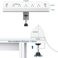 Multiprise de table blanche avec protection contre les surtensions, 5 prises, 2 ports USB-A, 1 port USB-C 40W à charge rapide, installation facile