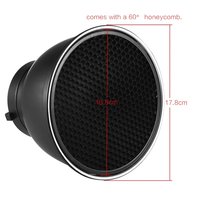 7 pouces Standard réflecteur diffuseur abat-jour plat 60 degrés grille en nid d'abeille pour Bowens Mount Studio stroboscope Flash lumière Speedlite
