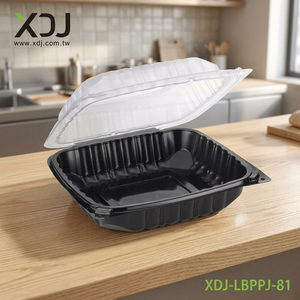 Taiwan 8*8 Inch Recyclable Hinged Clamshell Microwavable Food <b>Container</b> with Embossing for Noodles and Other Foods - Product Image 2