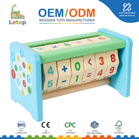 Mainan Silinder Matematika Kayu untuk Anak-anak Montessori Blok Aritmatika Berputar dengan Jam Belajar untuk Balita