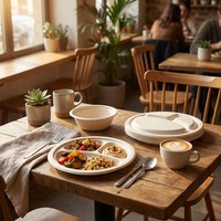 Assiettes jetables écologiques et compostables en bagasse de canne à sucre de 10 pouces pour la restauration, les fêtes et les services alimentaires