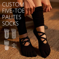 Chaussettes de yoga et de Pilates pour femmes personnalisées, en coton de haute qualité, douces, antidérapantes, à cinq doigts, pour le sport
