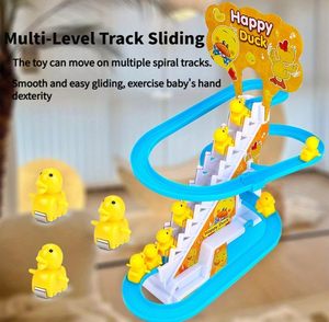 Battery Operated Plastic Auto Stair Climbing <b>Sliding</b> Railway Track Play Set 3 Ducks Roller Coaster Slot Toy With Light and Music - Product Image 2