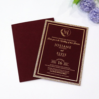 Invitations de mariage et événements en papier velours bordeaux scintillant, inspirées de l'anime, de la musique et de l'amour, très demandées