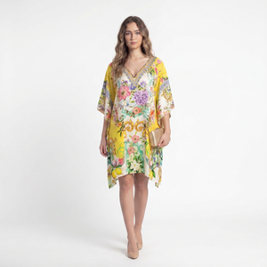 Tunique longue en viscose Dashiki africain pour femme, style kimono, coupe ample, aspect satiné soyeux, élégante, bohème, pour les vacances et la détente - Product Image 1