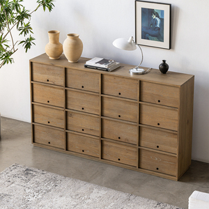 Cómoda Moderna Minimalista de Madera Maciza de Roble con 16 Cajones para Sala de Estar y Uso en Hoteles, Diseño que Ahorra Espacio - Product Image 6