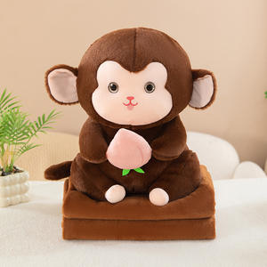 Hugging <span class=keywords><strong>Peach</strong></span> Monkey Dos en uno Edredón Siesta Manta Felpa Doble Uso Capybara Cojín Almohada PP Algodón Bordado Cumpleaños - Product Image 6