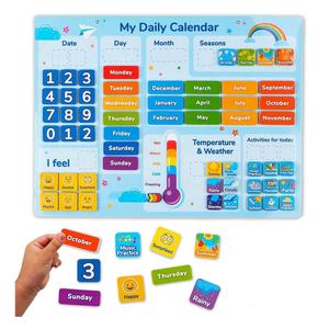 Calendrier magnétique quotidien pour enfants, 58 pièces, mon premier calendrier quotidien pour enfants, tout sur <span class=keywords><strong>aujourd</strong></span>'<span class=keywords><strong>hui</strong></span>, tableau des jours de la <span class=keywords><strong>semaine</strong></span>, calendrier pour enfants - Product Image 1