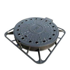 VUÔNG bên ngoài và tròn bên trong nắp hố ga sắt dễ uốn nắp hố ga không khí lỗ đen sơn bitum en124 D400 gang - Product Image 4