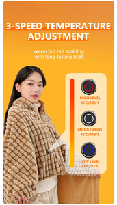 Plaid/Châle chauffant <span class=keywords><strong>électrique</strong></span> sans fil USB en fibre de carbone et polyester, alimenté par batterie, portable, pour l'hiver domestique, avec fonction tactile - Product Image 3