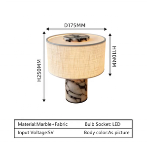 Lampe de table en travertin naturel, lampe de chevet moderne en pierre, éclairage de chambre d'hôtel de luxe, lampe de table rechargeable en marbre, 3 couleurs - Product Image 3