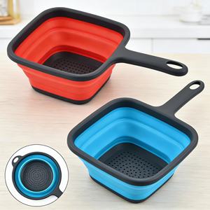 Cesta de drenaje cuadrada plegable de silicona, colador de cocina con almacenamiento, colador de silicona plegable, ¡la más vendida! - Product Image 1