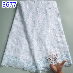 Tissu <span class=keywords><strong>de</strong></span> Dentelle Nigérian en Coton Brodé Dubai avec Cristaux, Tissu Africain 3D en Dentelle Voile <span class=keywords><strong>Suisse</strong></span> pour Robe Élégante 3677 - Product Image 5