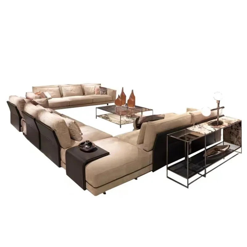 Tùy chỉnh sofa Set phòng khách vải da cắt sofa Set đồ nội thất