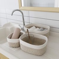 Vente chaude ménage neatening organisateur à la main couture coton corde salle de bain panier de rangement pour jouets serviette cosmétique