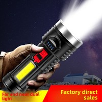 Lampe torche LED OEM avec lumière latérale COB, rechargeable par USB, faisceau puissant 300M, torche ABS pour secours d'urgence, camping en plein air, logo personnalisé
