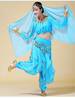 Ensemble de jupe de hauts de costume d'Halloween pour femmes avec accessoires tenue de performance de danse du ventre 6 couleurs