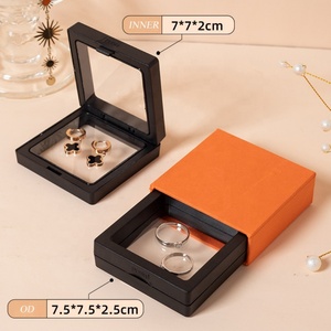 Wholesale Custom logo Transparent Jewelry Packaging PE Film Jewelry <b>Box</b> Drawer Ring Necklace Bracelet <b>Box</b> 2 in 1 2022 - Product Image 5