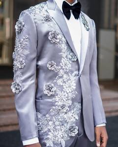 Costume de mariage de luxe pour hommes, <span class=keywords><strong>pantalon</strong></span> de <span class=keywords><strong>smoking</strong></span> <span class=keywords><strong>slim</strong></span> fit fait à la main pour le marié, les affaires et les événements spéciaux - Product Image 1