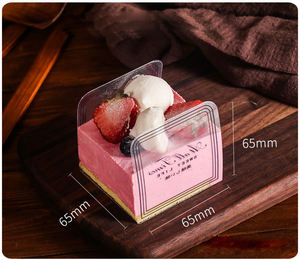 Récipient en plastique transparent Rectangle Triangle Mousse tranche enroulée autour du bord 100 pièces <span class=keywords><strong>collier</strong></span> de gâteau doux - Product Image 6