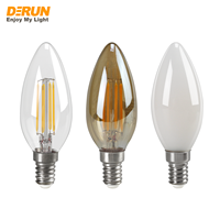 Mini ampoule LED à filament, verre transparent ambré perlé, 2W 4W 6W 120V 230V, luminaire suspendu brillant, FLM-C35