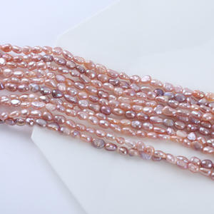 Promotion Collier de perles naturelles de Zhuji 3-4mm, petites perles baroques à trou droit, semi-finies, double face, légèrement nacrées, couleurs blanc et rose, pour DIY - Product Image 4