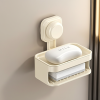 YOTO Porte-savon mural transfrontalier à ventouse en ABS/PVC, sans perçage, double couche, drainage optimal, haut de gamme pour salle de bain