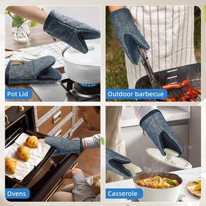 Gants de barbecue antidérapants de Noël, résistants à la chaleur, en coton et silicone, mini-gants de four avec boucle de suspension - Product Image 6