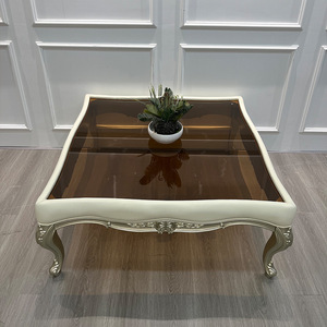 Mesa de centro tallada neoclásica para sala de estar de madera maciza de lujo ligero estilo Palacio americano - Product Image 2