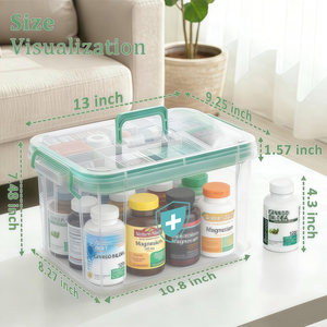 <b>Clear</b> Medicine Organizer Box with Removable Divider Tray, Double-Layer Airtight Storage <b>Containers</b> Pill Organizers - Product Image 4