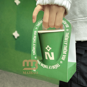 Support de transport unique pour 2/3 tasses de café ou de thé, avec poignée, pour boulangerie, café, boissons à emporter, boissons chaudes ou froides, design personnalisé - Product Image 3