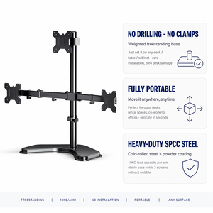 Soporte de Monitor Triple Independiente para Pantallas de 13 a <span class=keywords><strong>32</strong></span> Pulgadas, Sin Abrazadera, Sin Perforación, Soporte para 3 Monitores, VESA 75x100mm, 22 Libras por Brazo - Product Image 3