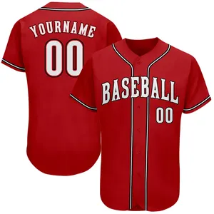 OEM Vente de gros T Shirt col V Femmes Baseball Jersey Noir et Rouge 49ers Baseball Jersey