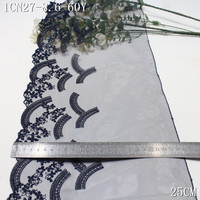 Dentelle brodée florale bicolore blanche nude de 18 cm, garniture en dentelle légère en maille douce, faible MOQ pour la couture de lingerie