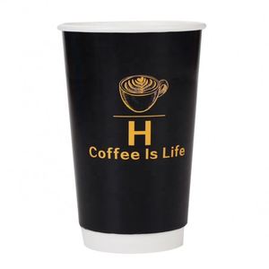 แก้วกาแฟกระดาษคราฟท์ย่อยสลายได้พิมพ์โลโก้ตามสั่ง - แบบผนังเดียวสีดำ แบบสองชั้นสีขาว พร้อมบริการพิมพ์ซิลค์สกรีนสำหรับกาแฟและชา - Product Image 2