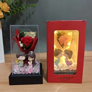 Acrylic Cover Soap Rose Mini Bouquet LED Desktop Decoration-Multi-Occasion Gift (Valentine's Day Mother's Day) 3 Colors - Product Image 3