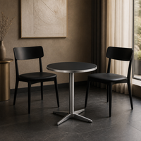 Table de café au design moderne avec plateau en bois, table ronde en métal de style nordique, mobilier de restaurant, tables à manger pour hôtel ou salon de thé