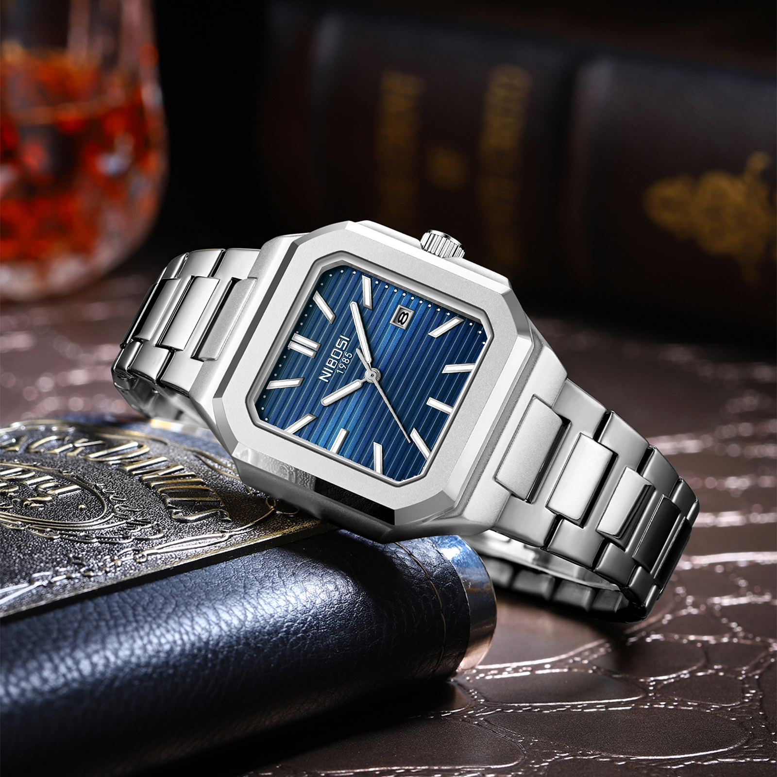NIBOSI Orologio Da Polso Uomo/Donna - Quadrante Nero Con Cristalli E Numeri Romani, Cassa Bicolore Oro/Argento, Giorno-Data, Impermeabile, Quarzo